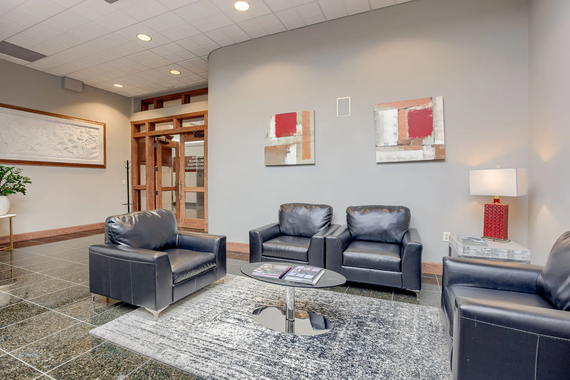 Tenant common area within an available suite at Millennium Plaza.